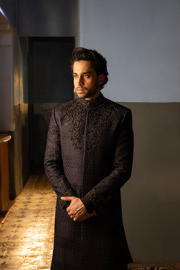 BLACK SHERWANI